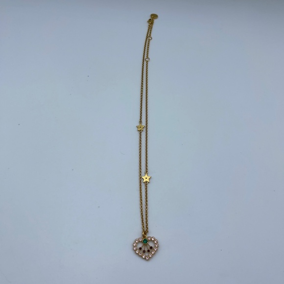 Christian Dior crystal heart necklace gold multicolour crystals women jewelry - Picture 2 of 6